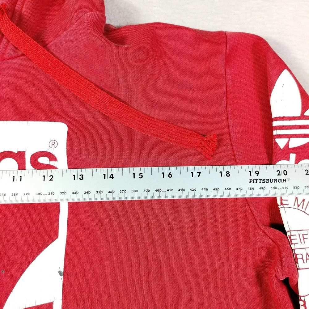 Adidas Originals Hoodie Sweatshirt Mens Medium Red Trefoil Pullover Fleece